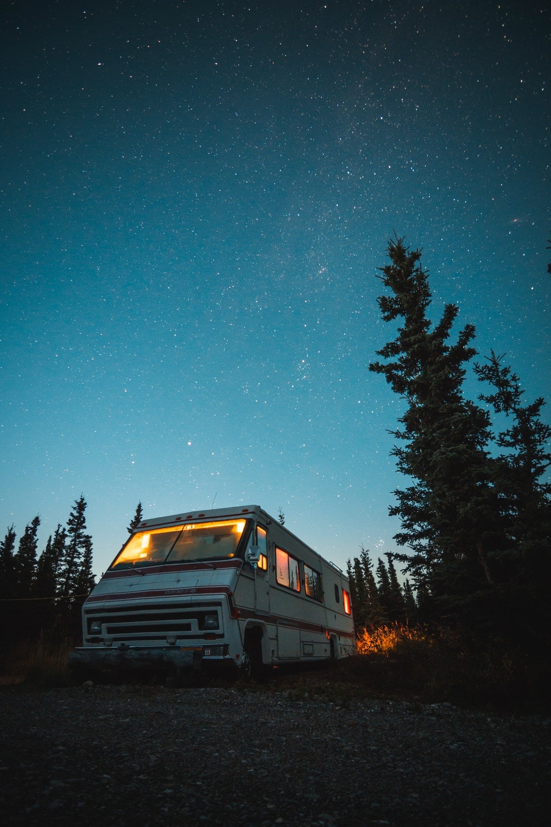 an rv at night