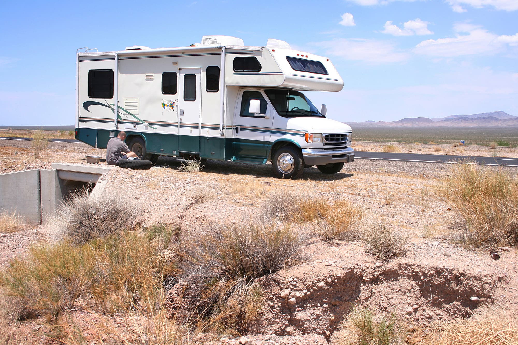 an rv on the road